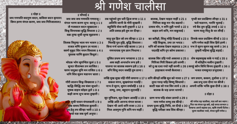 Ganesh Chalisa Text In Hindi And English Translation With Meaning ...